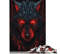 1000 Pieces Puzzles for Adults Wolf Red And Black Animals Creative Square Jigsaw Puzzles for Adults, Wooden Puzzles Home Decoration Jigsaw Puzzles 1000pcs (75x50cm)