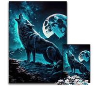 1000 Pieces Puzzles for Adults Wolves Under The Full Moon Puzzles for Adults Brain Teaser Game for Teenagers, Perfect 50x75CM/19.68x29.52inch