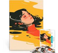 1000 Pieces Puzzles for Adults Woman Floating in Autumn Waters Minimalist Illustration Art Entspannungsspiele Geburtstagsgeschenk52x38cm