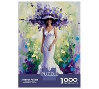 1000 Pieces Puzzles for Adults Woman in White Dress with Floral Hat Jigsaw Puzzle Hands-on Game Home Decoration Unique Gifts for Birthday And Christmas 38x26cm/1000pcs