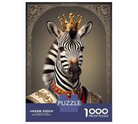 1000 Pieces Puzzles for Adults Zebra King Portrait Puzzles for Adults Hands-on Game But Fun And Humorous Parent-child Interaction 52x38cm/1000pcs