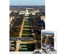 1000 Pieces Puzzles for Teenagers Aerial View of Washington D.C. Hands-on Game Difficult Challenge Educational Toy Improving Love between Couples (38X26CM)