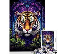 1000 Pieces Puzzles for Teenagers Amazing Tiger Absract Flor Hands-on Game Difficult Challenge Educational Toy Improving Love between Couples (38X26CM)