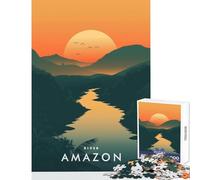 1000 Pieces Puzzles for Teenagers Amazon River Sunset Puzzle For Teenagers Improve Memory for Birthday, Chrismas Birthday Present, Gifts, (50x75cm)