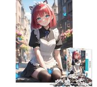 1000 Pieces Puzzles for Teenagers Anime Maid Girl in Town Practical Game Brain Intelligence Challenge Addictive Toys Great Gifts Presents for Women (Size 50x75cm)