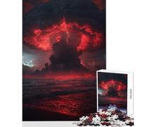1000 Pieces Puzzles for Teenagers Apocalyptic Red Storm Over The Ocean Adult Jigsaw Puzzles Pattern Assembly Fun Activities at Home Christmas Birthday Gifts (38x26cm)