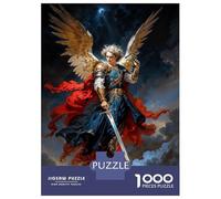1000 Pieces Puzzles for Teenagers Archangel Michaekl with Sword And Wings Puzzles for Adults Relaxing Games Staycation Kill Time Deal As Gifts for The Whole Family 70x50cm/1000pcs