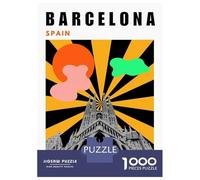 1000 Pieces Puzzles for Teenagers Barcelona Mid Century Modern Collage TravelPoster Puzzle for Adults Hands-on Game Hand Speed Race Unique Birthday And Gifts 70x50cm/1000pcs