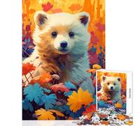 1000 Pieces Puzzles for Teenagers Bear Cub No Anti-Stress Toys Art Work Gift Brain Teaser Game with Matching Poster And Trivia Sheet Size 38x52cm