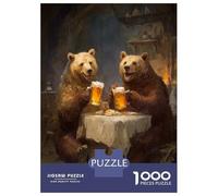 1000 Pieces Puzzles for Teenagers Bears Drinking Beer at A Table Puzzle for Adults Hands-on Game Hand Speed Race Unique Birthday And Gifts 38x26cm/1000pcs