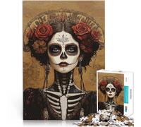 1000 Pieces Puzzles for teenagers Beautiful Sugar Skull Woman Denkspiel Einzigartige Geburtstags- und Geschenkideen75x50cm