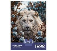 1000 Pieces Puzzles for Teenagers Beautiful White Lion in Bloom Jigsaws for Adults Relaxing Games Hand Speed Race Stress Reduction Gifts 38x26cm/1000pcs