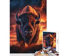 1000 Pieces Puzzles for Teenagers Bison Majesty Storm's Fury Fun Peaceful Family Home Activity Heartwarming Festive Present Choice (50X75cm)