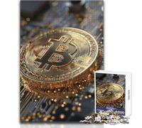 1000 Pieces Puzzles for Teenagers Bitcoin on Circuit Board Peaceful And Satisfying Pastime Perfect Interlock Precision Cut Toy Size 50x75cm