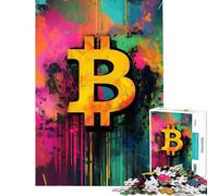 1000 Pieces Puzzles for Teenagers Bitcoin Symbol Jigsaw for Adults Brain Teaser Game Pattern Assembly Help The Brain Exercise (Size 38x52cm)