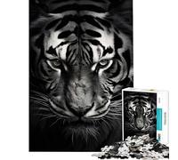 1000 Pieces Puzzles for Teenagers Black And White Tiger Fun at Home Activities, Pattern Assembly Impossible Game for Ages 14 And over (38x26cm)