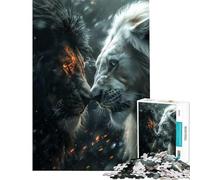 1000 Pieces Puzzles for Teenagers Black Lion Vs White One Help The Brain Exercise Learning Educational Toy Wall Decor Suitable for People Aged 14 And Above (38X52CM)