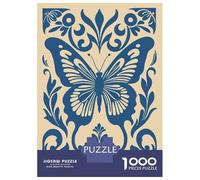 1000 Pieces Puzzles for Teenagers Blue Butterfly Floral Ornament Jigsaws for Adults Relaxing Games Hand Speed Race Stress Reduction Gifts 52x38cm/1000pcs