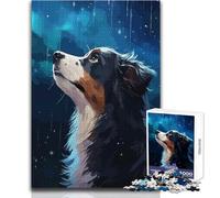 1000 Pieces Puzzles for Teenagers Border Collie Rain Pixel Challenging Game Toys Home Art Decor Secret Santa Gifts Size 38x52cm