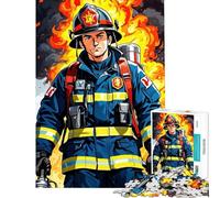 1000 Pieces Puzzles for Teenagers Brave Firefighter Action Jigsaw for Adults Brain Teaser Game Pattern Assembly Help The Brain Exercise (Size 38x52cm)