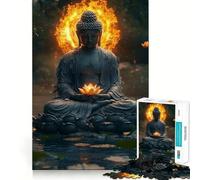 1000 Pieces Puzzles for Teenagers Buddha Beside Lotus Sharp Cut Craft Cognitive Fun Play Idle Time Game Christmas Home Art (38x52cm)