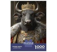 1000 Pieces Puzzles for Teenagers Bull King Portrait Jigsaws for Adults Brain Teaser Game But Fun And Humorous Deal As Gifts for The Whole Family 70x50cm/1000pcs