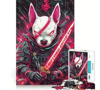 1000 Pieces Puzzles for Teenagers Bull Terrier Dog Samurai Warrior Sharp Cut Art Cognitive Play Gift Calm Play Time Xmas Decor Gift (50x75cm)
