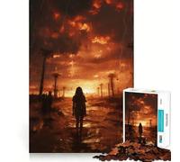 1000 Pieces Puzzles for Teenagers Burned City Tight Fit Play Mind Skill Fun Leisure Fun Time Christmas Home Art (38x52cm)