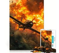 1000 Pieces Puzzles for Teenagers Burning Fighter Plane Tight Fit Play Mind Skill Fun Leisure Fun Time Christmas Home Art (38x52cm)