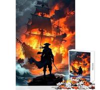 1000 Pieces Puzzles for Teenagers Burning Ship And Lone Warrior Puzzle For Teenagers Difficult Hard Help The Brain Exercise Christmas Birthday Gifts (50x75cm)
