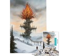 1000 Pieces Puzzles for Teenagers Burning Tree City Help The Brain Exercise Learning Educational Toy Wall Decor Suitable for People Aged 14 And Above (50X75cm)