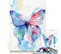 1000 Pieces Puzzles for Teenagers Butterfly Watercolor Sharp Cut Art Cognitive Play Gift Calm Play Time Xmas Decor Gift (38x52cm)