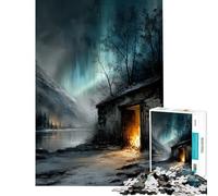 1000 Pieces Puzzles for Teenagers Cabin Under The Northern Lights Help The Brain Exercise For Family Fun Educational Games for 14+ Puzzle Game Offered (50x75cm)