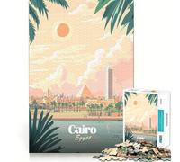 1000 Pieces Puzzles for Teenagers Cairo, Egypt Travel Poster Tight Fit Play Mind Skill Fun Leisure Fun Time Christmas Home Art (50x75cm)