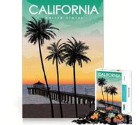 1000 Pieces Puzzles for Teenagers California State Travel Sharp Cut Art Cognitive Play Gift Calm Play Time Xmas Decor Gift (50x75cm)