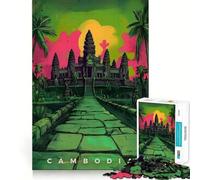 1000 Pieces Puzzles for Teenagers Cambodia Propaganda Art Sharp Cut Art Cognitive Play Gift Calm Play Time Xmas Decor Gift (50x75cm)