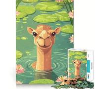 1000 Pieces Puzzles for Teenagers Camel in A Lily Pond Tight Fit Play Mind Skill Fun Leisure Fun Time Christmas Home Art (38x52cm)