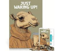 1000 Pieces Puzzles for Teenagers Camel Waking Up with Coffee Sharp Cut Craft Cognitive Fun Play Idle Time Game Christmas Home Art (50x75cm)