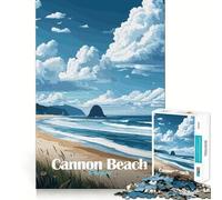 1000 Pieces Puzzles for Teenagers Cannon Beach Oregon Sharp Cut Craft Cognitive Fun Play Idle Time Game Christmas Home Art (38x52cm)