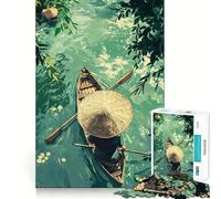 1000 Pieces Puzzles for Teenagers Canoe on Tranquil Waters Sharp Cut Craft Cognitive Fun Play Idle Time Game Christmas Home Art (50x75cm)
