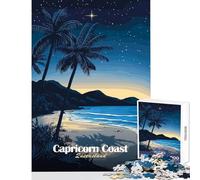 1000 Pieces Puzzles for Teenagers Capricorn Coast Night Anti-Stress Toys Art Work Gift Brain Teaser Game with Matching Poster And Trivia Sheet Size 38x52cm