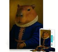 1000 Pieces Puzzles for Teenagers Capybara Renaissance Portrait Tight Fit Play Mind Skill Fun Leisure Fun Time Christmas Home Art (38x52cm)