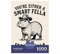 1000 Pieces Puzzles for Teenagers Capybara with Cowboy Hat Funny Quote Jigsaws for Adults Relaxing Games Home Decoration for Birthday, Chrismas 38x26cm/1000pcs