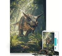 1000 Pieces Puzzles for Teenagers Carnotaurus Dinosaur in Jungle Tight Fit Play Mind Skill Fun Leisure Fun Time Christmas Home Art (38x52cm)