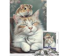 1000 Pieces Puzzles for Teenagers Cat And Mouse Naptime Adult Jigsaw Puzzles Pattern Assembly Fun Activities at Home Christmas Birthday Gifts (38x26cm)