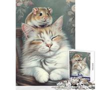 1000 Pieces Puzzles for Teenagers Cat And Mouse Naptime Adult Jigsaw Puzzles Pattern Assembly Fun Activities at Home Christmas Birthday Gifts (50x75cm)