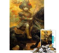 1000 Pieces Puzzles for Teenagers Cat Rides A Stallion Fun Activities at Home Perfect Decoration Brain Teaser Game Suitable for Ages 14 And Up (38X26CM)