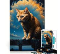 1000 Pieces Puzzles for Teenagers Cat Surveying The Domain Fine Cut Design Focus Game Gift Peace Time Play Xmas Leisure Gift (38x52cm)