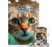 1000 Pieces Puzzles for Teenagers Cat Swimming Underwater Home Decoration Toys Great Gift for Games Family Game Artists Collection, Fine Art Size 38x52cm