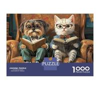 1000 Pieces Puzzles for Teenagers Cats And Dogs Reading Books Jigsaws for Adults Brain Teaser Game But Fun And Humorous Deal As Gifts for The Whole Family 38x26cm/1000pcs